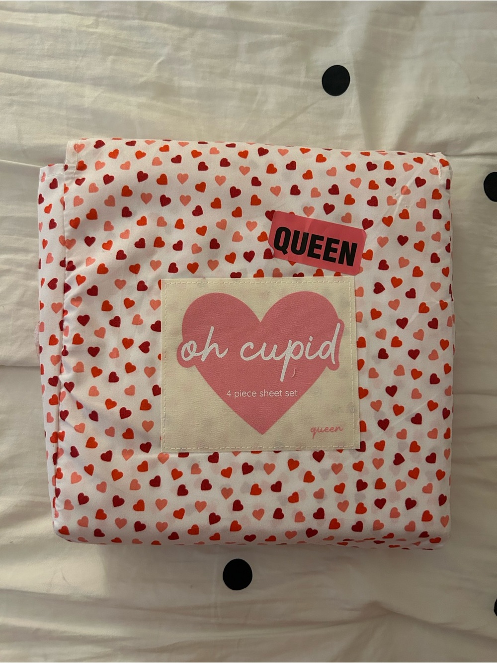 Oh Cupid Heart Print 4-Piece Queen Sheet Set